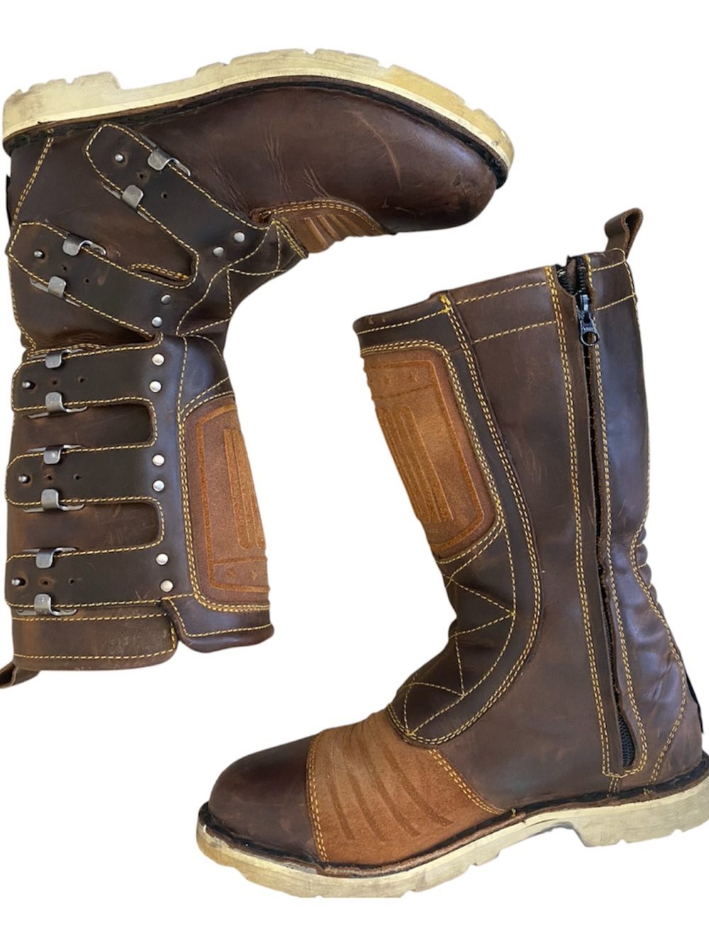 Icon 1000 Elsinore Oiled 
Brown Leather Motorcycle Boots
Buckle Rugged Biker 8.5 - Picture 14 of 17